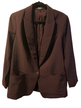 Express Plum Single-Button Oversized Boyfriend Blazer Size L